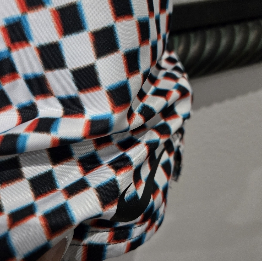 Nike Men's Graphic Checkered Swim Shorts - Black, White, and Blue - Picture 4 of 8